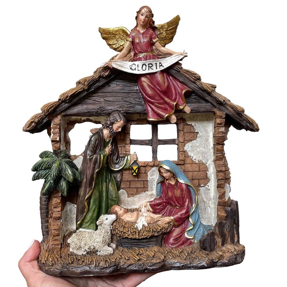 Nativity 3 Dimensional Poly Resin Christmas Light Not Working Wall or Shelf